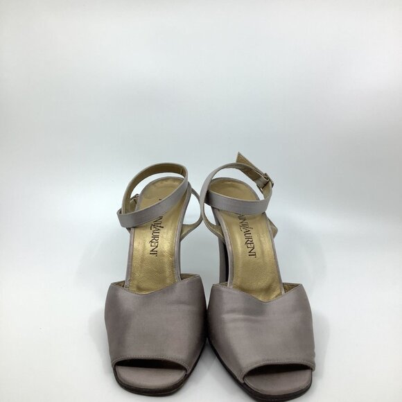 YVES SAINT LAURENT 90s Champagne Satin Strappy Heel - Picture 4 of 9